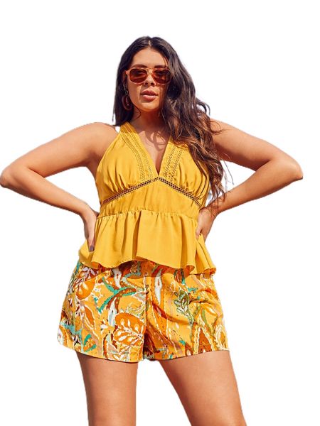 plus cut out tie back peplum halter y4ig#, Black
plus cut out tie back peplum halter y4ig#, Black