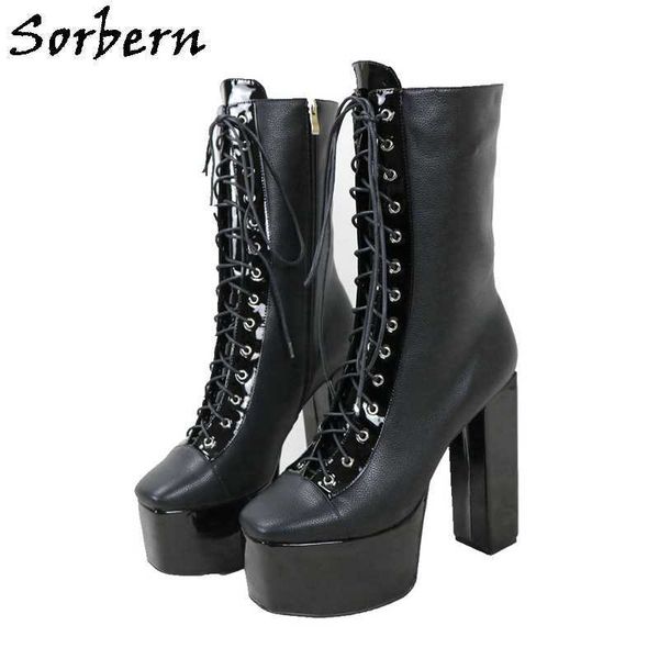 sorbern square heel boots women made-to-order block high heels lace up high ankle boot for crossdresser platforms, Black
sorbern square heel boots women made-to-order block high heels lace up high ankle boot for crossdresser platforms, Black