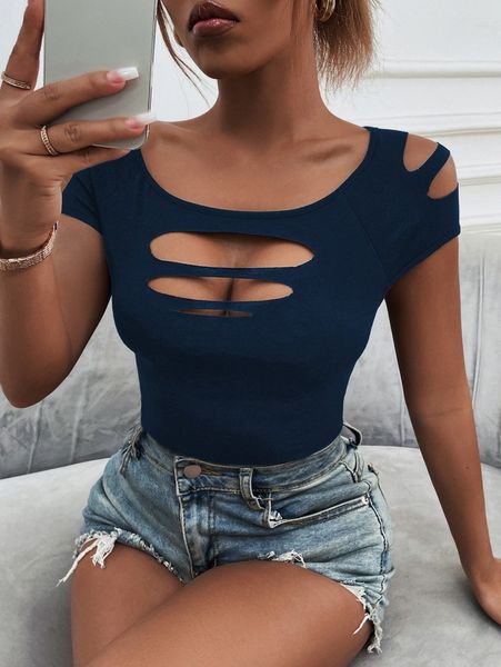 ladder cut out tee o8gc#, White
ladder cut out tee o8gc#, White