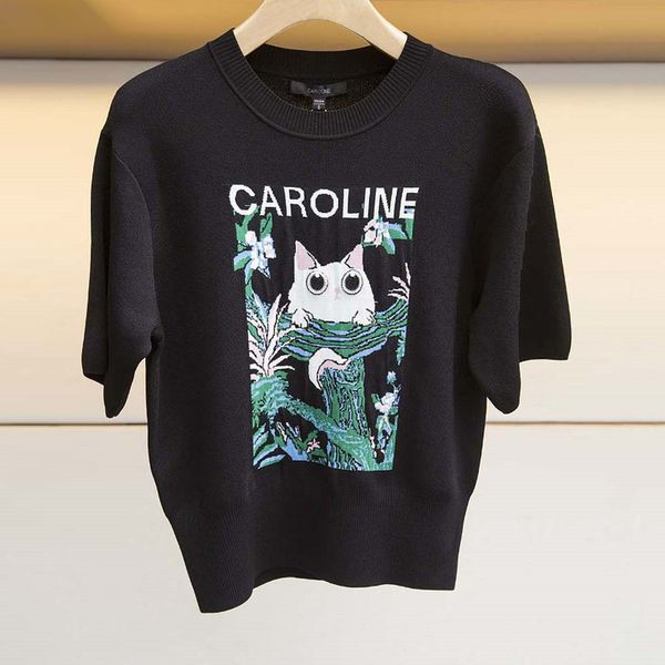 518 2022 summer kint cardigan short sleeve crew neck brand same style sweater black plaid luxury womens clothes yl, White;black
518 2022 summer kint cardigan short sleeve crew neck brand same style sweater black plaid luxury womens clothes yl, White;black
