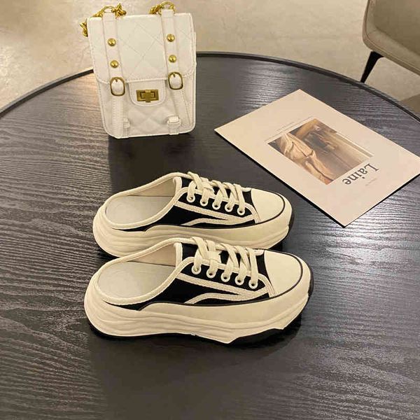 dress shoes net red thick bottom small fragrance baotou semi slippers for women in summer wear lace up casual canvas shoes meit, Black
dress shoes net red thick bottom small fragrance baotou semi slippers for women in summer wear lace up casual canvas shoes meit, Black