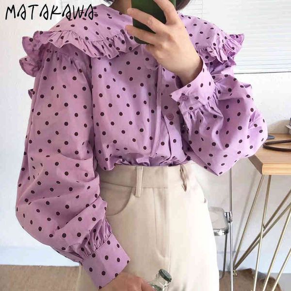 chic large lapel ruffles blouse women wide loose puff sleeve blusas candy color polka dot doll shirt korea 210506, White
chic large lapel ruffles blouse women wide loose puff sleeve blusas candy color polka dot doll shirt korea 210506, White
