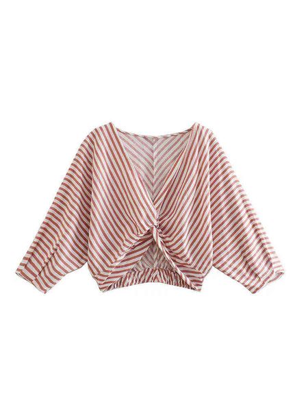 spring 2022 women's fashion front knotted striped blouse vintage long sleeve v neck female chic l220714, White
spring 2022 women's fashion front knotted striped blouse vintage long sleeve v neck female chic l220714, White