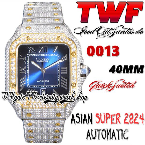 twf tw0030 paved diamonds eta a2824 automatic mens watch blue dial roman markers gold bezel quick switch iced out diamond bracelet super jew, Slivery;brown
twf tw0030 paved diamonds eta a2824 automatic mens watch blue dial roman markers gold bezel quick switch iced out diamond bracelet super jew, Slivery;brown