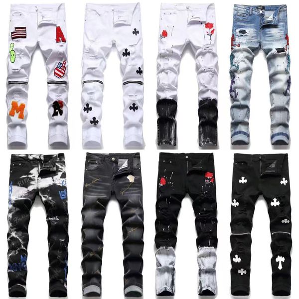 jeans for men designer jeans street brand retro torn fold stitching mens motorcycle riding slim fit washed motocycle denim pants black star, Blue
jeans for men designer jeans street brand retro torn fold stitching mens motorcycle riding slim fit washed motocycle denim pants black star, Blue