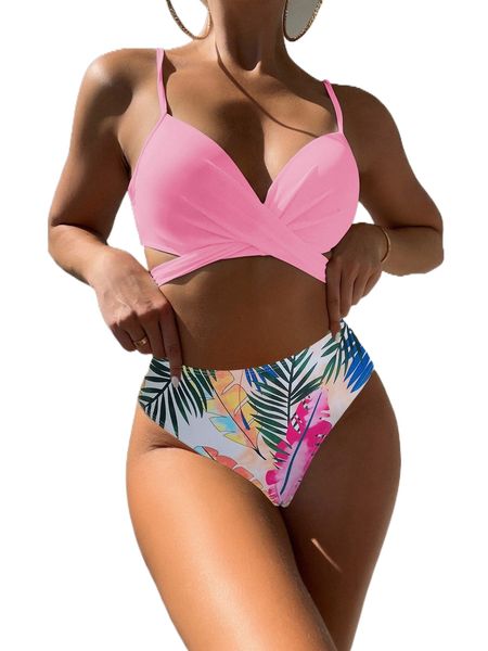 plant print wrap push up bikini swimsuit w3wn#, White;black
plant print wrap push up bikini swimsuit w3wn#, White;black