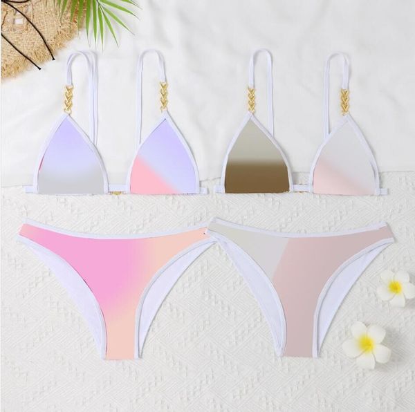 latest gradient swimwear ladies beach bikini set summer padded up swimsuits fashion letters strap bras thongs clothing, White;black
latest gradient swimwear ladies beach bikini set summer padded up swimsuits fashion letters strap bras thongs clothing, White;black