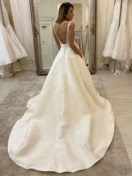 deep v neck backless wedding gowns a-line weddding dresses classic simple elegant draped 2022 latest design luxury bridal custom made high e, White
deep v neck backless wedding gowns a-line weddding dresses classic simple elegant draped 2022 latest design luxury bridal custom made high e, White