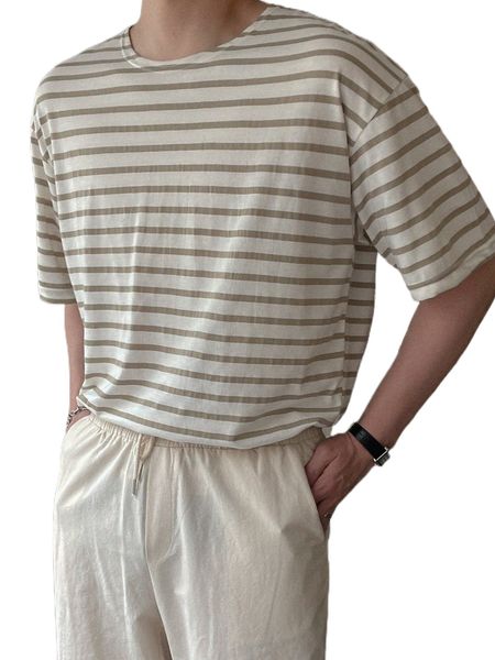 dazy men striped drop shoulder tee o5jh#, White;black