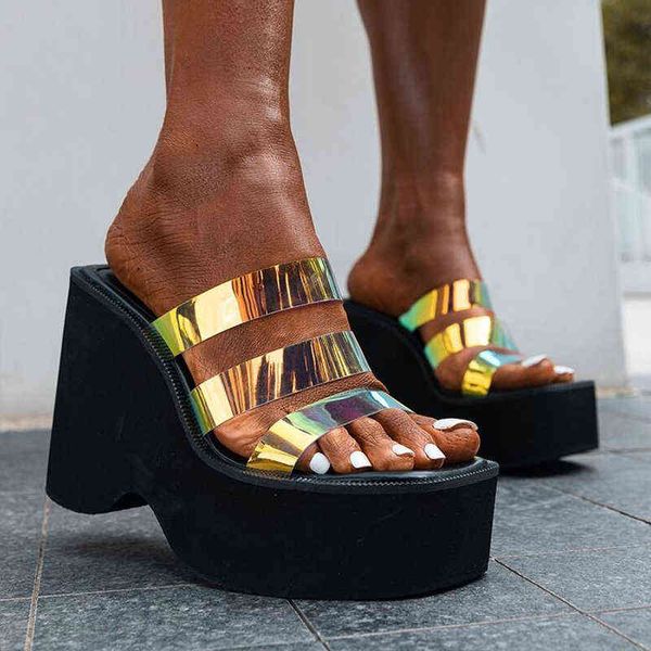 rimocy summer chunky platform slippers for women slip on laser pvc wedges sandals ladies plus size light thick high slides 220528, Black
rimocy summer chunky platform slippers for women slip on laser pvc wedges sandals ladies plus size light thick high slides 220528, Black