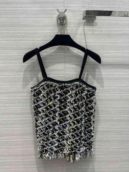 women's tanks camis ceiling summer fragrant special yarn wave color sequin tassel knitted small suspender vest female, White
women's tanks camis ceiling summer fragrant special yarn wave color sequin tassel knitted small suspender vest female, White