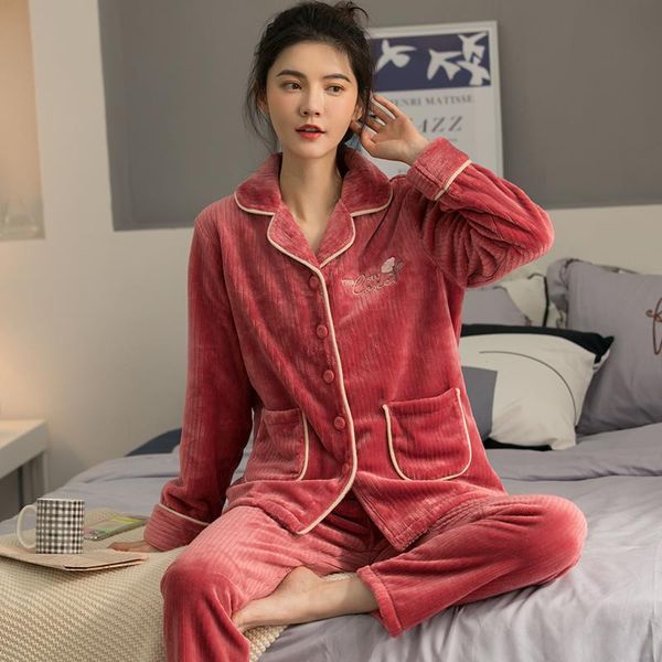3xl winter warm pajama sets for women home satin sleepwear flannel soft nightwear, Black;red
3xl winter warm pajama sets for women home satin sleepwear flannel soft nightwear, Black;red