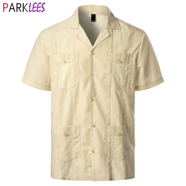 men's traditional cuban camp collar guayabera shirt short sleeve embroidered mexican caribbean style beach shirt with 4 pocket 220810, White;black
men's traditional cuban camp collar guayabera shirt short sleeve embroidered mexican caribbean style beach shirt with 4 pocket 220810, White;black