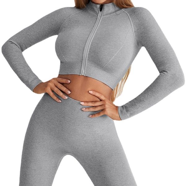 autumn winter seamless sportswear yoga suit women's zipper tight long sleeve high waist sportswear set, White;black
autumn winter seamless sportswear yoga suit women's zipper tight long sleeve high waist sportswear set, White;black