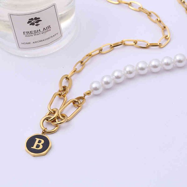 steel necklace round brand letter b pendant pearl simple atmosphere fashion personalized jewelry chain, Silver
steel necklace round brand letter b pendant pearl simple atmosphere fashion personalized jewelry chain, Silver