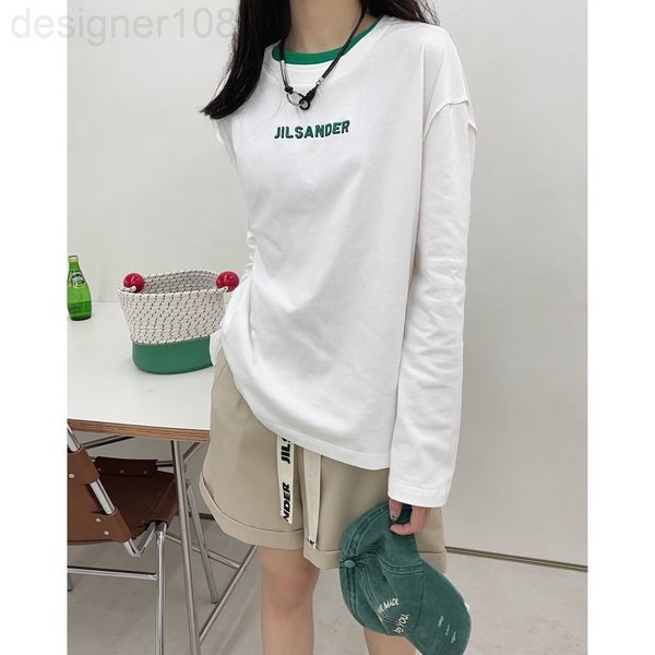 women's t-shirt designer 22 early spring new two-color fake collar embroidery long sleeve t-shirt letter contrast manual design two pie, White
women's t-shirt designer 22 early spring new two-color fake collar embroidery long sleeve t-shirt letter contrast manual design two pie, White