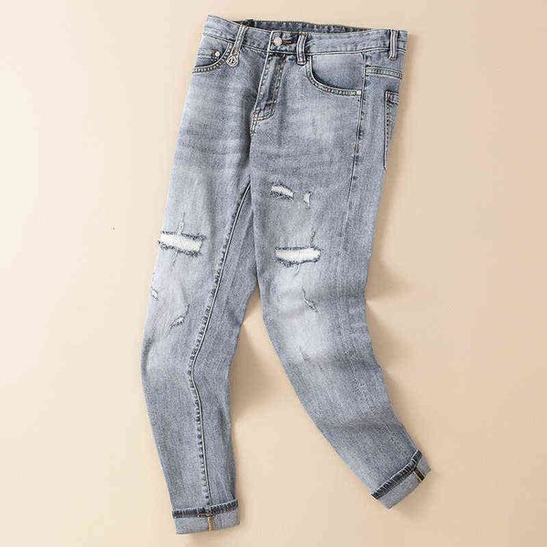 spring 2022 / summer men's clothing hole korean slim fit elastic light blue jeans youth trend casual pants
spring 2022 / summer men's clothing hole korean slim fit elastic light blue jeans youth trend casual pants