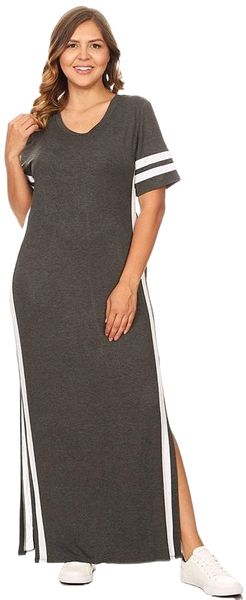 s.triped .axi dress, s.hort sleeved, s.ide slits, plus size t4gg#, Black;gray
s.triped .axi dress, s.hort sleeved, s.ide slits, plus size t4gg#, Black;gray