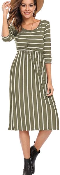 women's 3 4 sleeve stripe elastic waist casual dress with pocket b4hv#, Black;gray
women's 3 4 sleeve stripe elastic waist casual dress with pocket b4hv#, Black;gray