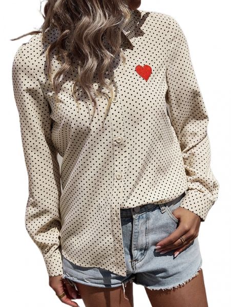 heart embroidered polka dot blouse c6ua#, White
heart embroidered polka dot blouse c6ua#, White