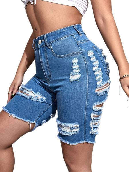 sxy high waist ripped raw trim denim shorts m8hx#, White;black