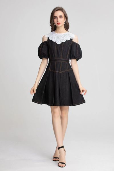 509 2022 runway dress crew neck short sleeve empire white brand same style dress flora print womens clothes as, Black
509 2022 runway dress crew neck short sleeve empire white brand same style dress flora print womens clothes as, Black