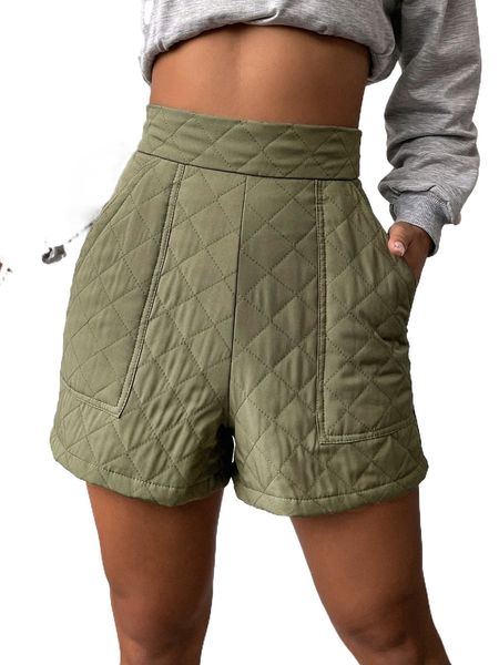 high waist quilted wide leg shorts o1x1#, White;black 
high waist quilted wide leg shorts o1x1#, White;black
