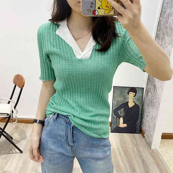 women's knits & tees qiwei t-shirt with summer star jacquard shirt thin sleeves, White
women's knits & tees qiwei t-shirt with summer star jacquard shirt thin sleeves, White