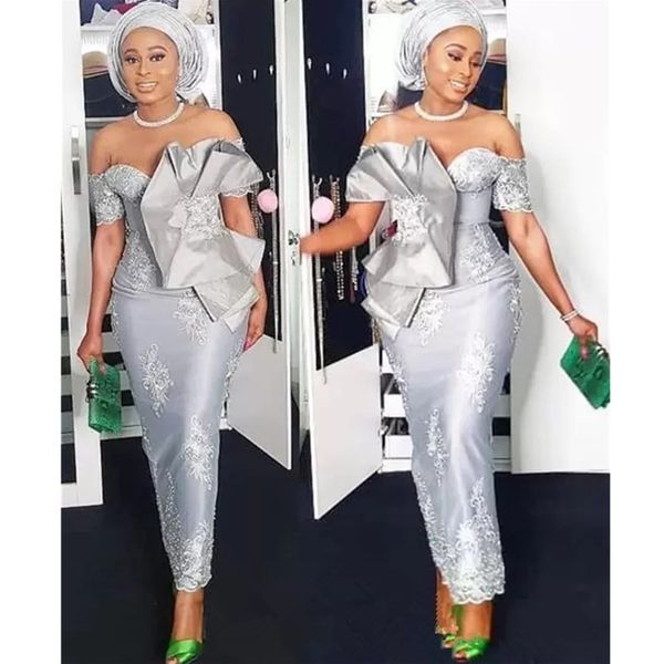 2022 new aso ebi style off the shoulder prom dress short sleeve silver mermaid tea length formal occasion nigern prom dresses custom, Black
2022 new aso ebi style off the shoulder prom dress short sleeve silver mermaid tea length formal occasion nigern prom dresses custom, Black