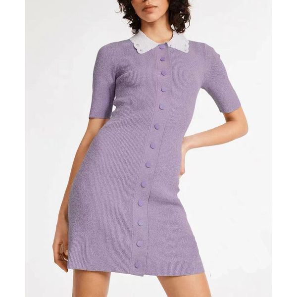 501 2022 summer brand same style sweater crew neck short sleeve fashion purple womens clothes yingjie, White;black
501 2022 summer brand same style sweater crew neck short sleeve fashion purple womens clothes yingjie, White;black