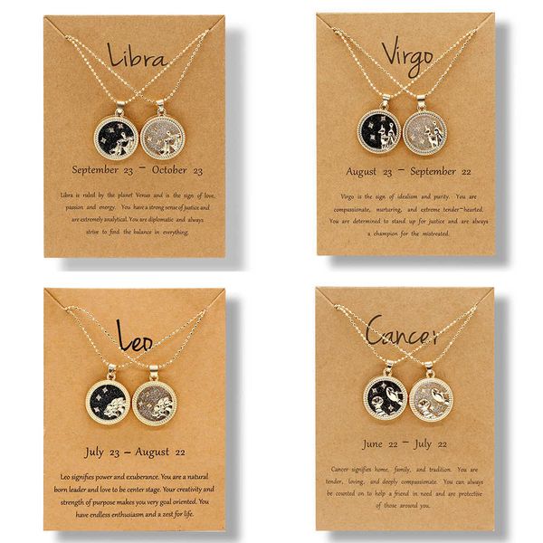 12 necklaces for women fashion 2 pcs/set zodiac sign coin chain pendant necklace birthday couple jewelry gifts, Silver
12 necklaces for women fashion 2 pcs/set zodiac sign coin chain pendant necklace birthday couple jewelry gifts, Silver