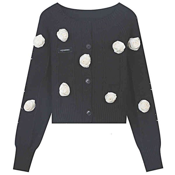 women's sweaters 2022 early spring three-dimensional rose stitching single breasted sweet slim round neck short knitted cardigan j5nv, White;black
women's sweaters 2022 early spring three-dimensional rose stitching single breasted sweet slim round neck short knitted cardigan j5nv, White;black