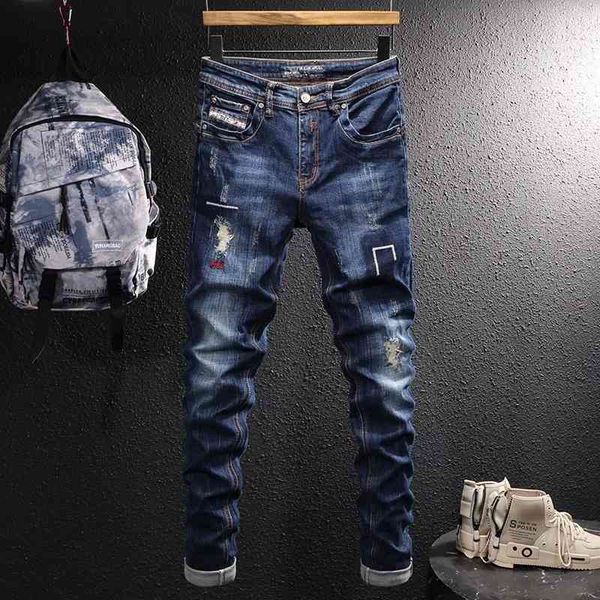 men's jeans fashion street fashion brand jeans men's tattered dark blue elastic korean slim fit little foot pants 1y0l
men's jeans fashion street fashion brand jeans men's tattered dark blue elastic korean slim fit little foot pants 1y0l