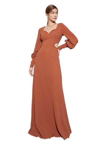 x alexandra trujillo sweetheart neck buttoned cuff cut out waist dress s1fc#, Black;gray
x alexandra trujillo sweetheart neck buttoned cuff cut out waist dress s1fc#, Black;gray