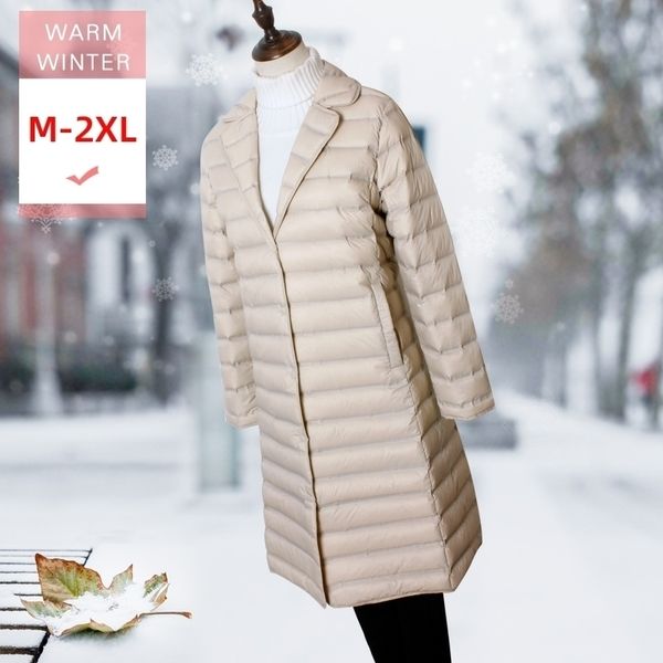 fashion women long white duck down jacket tailored collar female slim thin soft casual coat covered button good quanlity y201026, Black
fashion women long white duck down jacket tailored collar female slim thin soft casual coat covered button good quanlity y201026, Black