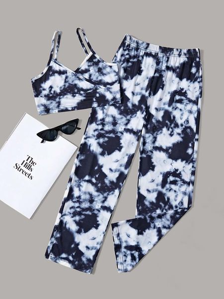 girls tie dye cami & pants she, White