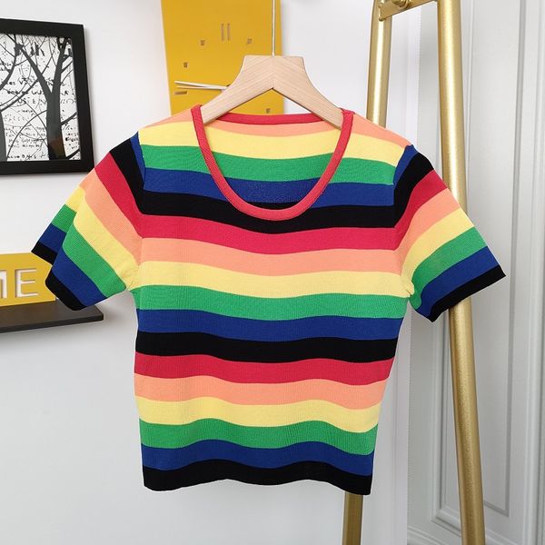 501 2022 summer brand same style sweater crew neck short sleeve pullover fashion womens clothes ruibing, White;black
501 2022 summer brand same style sweater crew neck short sleeve pullover fashion womens clothes ruibing, White;black