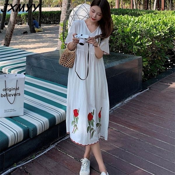 plus size women's wine embroidered cotton and linen jumpsuit gentle wind long skirt fat mm thin temperament short-sleeved skirt 210412, Black;gray
plus size women's wine embroidered cotton and linen jumpsuit gentle wind long skirt fat mm thin temperament short-sleeved skirt 210412, Black;gray