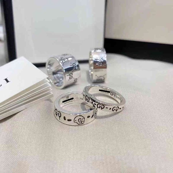 2023 designer new fashion jewelry gujia imp ghost skull ring elf couple ring gift, Silver
