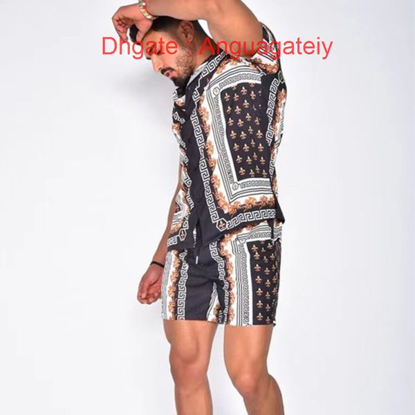 luxury mens fashion tracksuit hawaiian sets t-shirts printing summer men swim short sleeve button shirts beach shorts streetwear casual shir, Gray 
luxury mens fashion tracksuit hawaiian sets t-shirts printing summer men swim short sleeve button shirts beach shorts streetwear casual shir, Gray