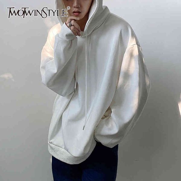 loose white casual sweatshirt for women hooded collar long sleeve basic solid sweatshirts female fashion style 210423, Black
loose white casual sweatshirt for women hooded collar long sleeve basic solid sweatshirts female fashion style 210423, Black
