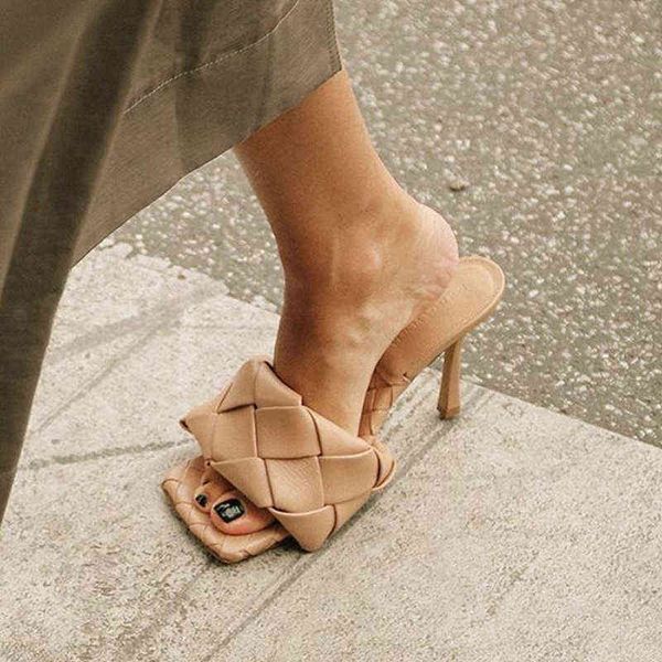 high-heeled square toe exposed leather sandals wear woven fashion net red design women's slippers, Black
high-heeled square toe exposed leather sandals wear woven fashion net red design women's slippers, Black