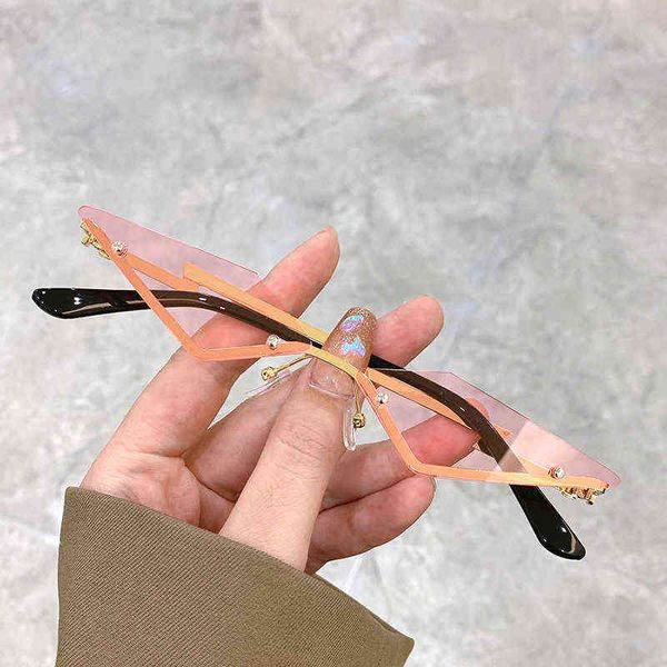 new personalized small triangle semi-rimless sunglasses multicolor trendy fashion male female shades uv400 popular brand eyewear y220410, White;black
new personalized small triangle semi-rimless sunglasses multicolor trendy fashion male female shades uv400 popular brand eyewear y220410, White;black
