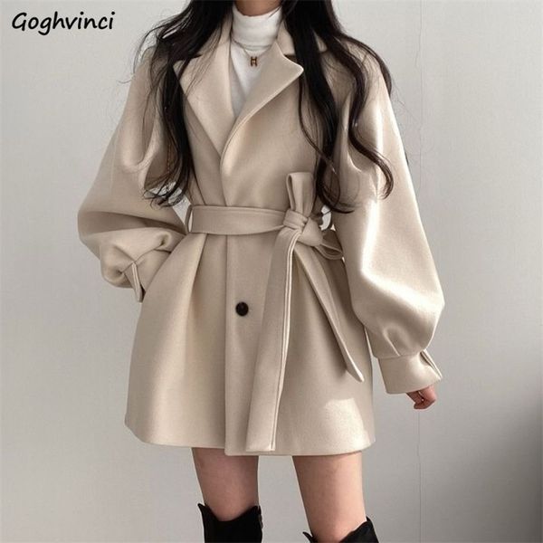 women solid wool blend coat slim fit belt coats female warm cotton thicker v-neck office lady elegant trendy button outwear ins 220817, Black
women solid wool blend coat slim fit belt coats female warm cotton thicker v-neck office lady elegant trendy button outwear ins 220817, Black
