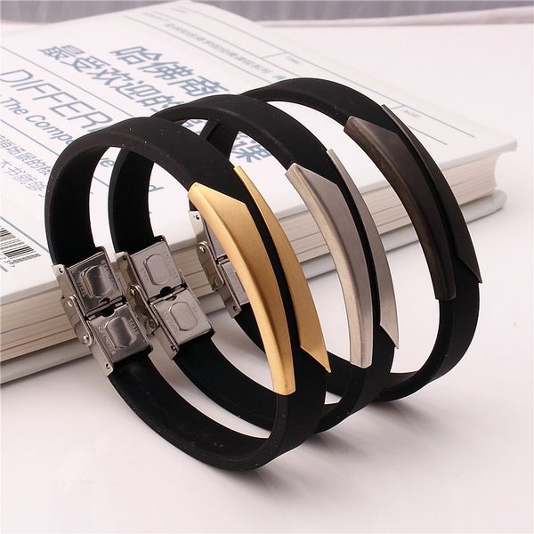 s3128 fashion jewelry simple stainless steel silicone bracelet for man black color sports bracelet, Golden;silver
s3128 fashion jewelry simple stainless steel silicone bracelet for man black color sports bracelet, Golden;silver