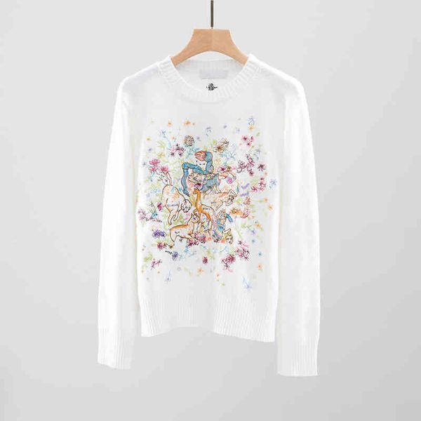 designer clothing cd autumn new embroidery round neck knitting long sleeve little bee wool, White
designer clothing cd autumn new embroidery round neck knitting long sleeve little bee wool, White