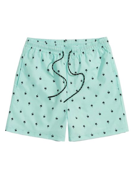 men palm tree print drawstring waist shorts q0xk#, White;black