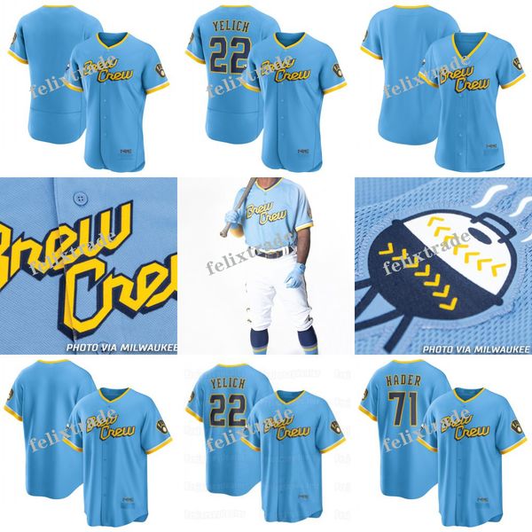 josh hader brewers 2022 city connect jersey 22 christian yelich 6 lorenzo cain 15 tyrone taylor hunter renfroe luis urias rowdy tellez jace, Blue;black
josh hader brewers 2022 city connect jersey 22 christian yelich 6 lorenzo cain 15 tyrone taylor hunter renfroe luis urias rowdy tellez jace, Blue;black