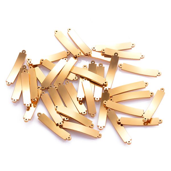 Image of 20Pcs Stainless Steel Rectangle Shape 2 Holes Connector Charms Stamping Blank Tag For DIY Bracelet Necklace Jewelry Findings