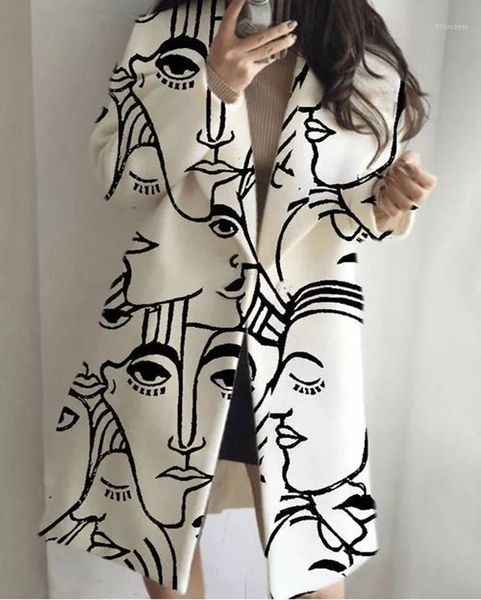 women's wool & blends autumn winter graffiti woolen coat fashion long coats turn down collar tweed jacket keep warm women, Black
women's wool & blends autumn winter graffiti woolen coat fashion long coats turn down collar tweed jacket keep warm women, Black